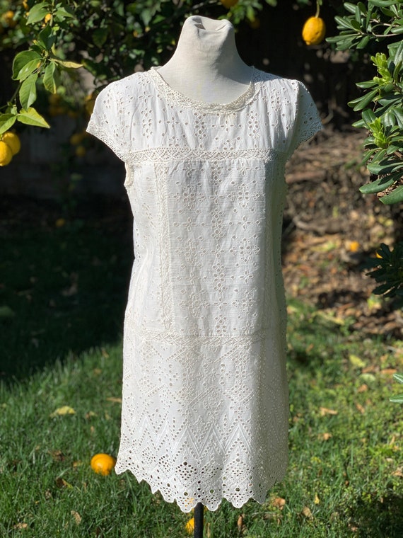 White Cotton Eyelet Dress