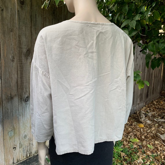 90s Blouse Minimalist Sand Color, Button Down Top… - image 5