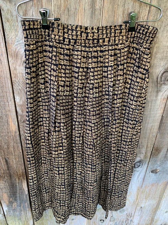 90s Maxi Skirt, Rayon, Black and Gold - image 2