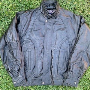 Mens Vintage Black Leather Bomber Jacket