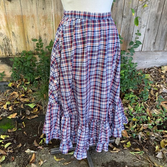 Vintage 70s Plaid Prairie Skirt - image 9