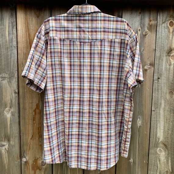 70s Short Sleeve Plaid Pearl Snap Western Shirt - image 7