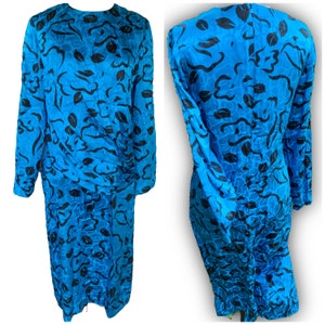 Black and Blue 80s Dress by Silk Studio