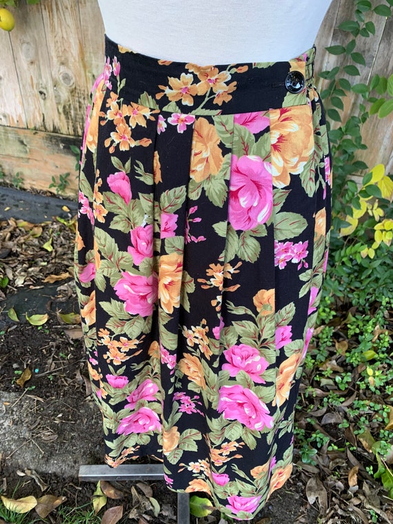 Vintage Worthington Black Floral 90s Skirt - image 4