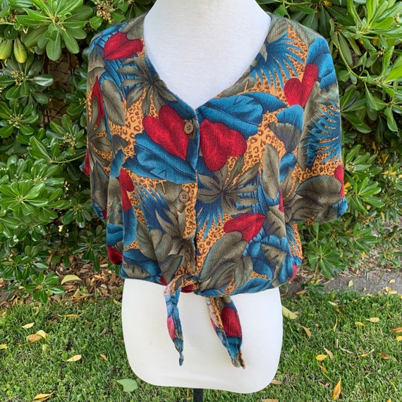 Vintage Sag Harbor Cropped Tie Blouse - image 1