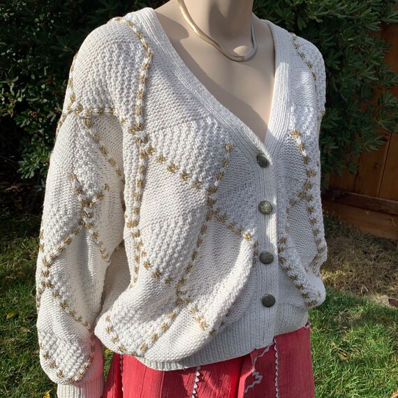Turtleneck Chunky Knit Cardigan With Stone Detail
