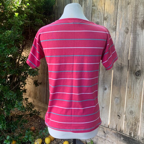 80s Pink Striped Shirt, Mervyns Partners, Shirt S… - image 7