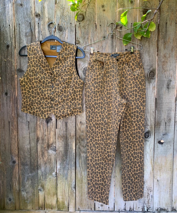 Vintage Animal Print Outfit, Vest & Pant set, Chee