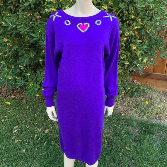 Vintage Purple Sweater Dress Plain Jane by Sweet B