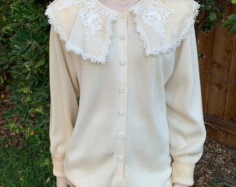 Vintage Scott McClintock Ruffle Collar Cardigan