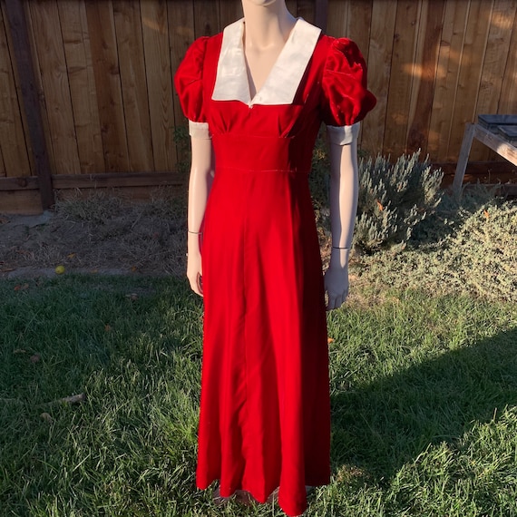 Vintage Red Velvet Maxi Dress - image 1