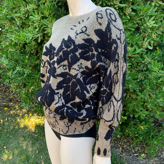 80s Gold and Black Batwing Sweater - image 2