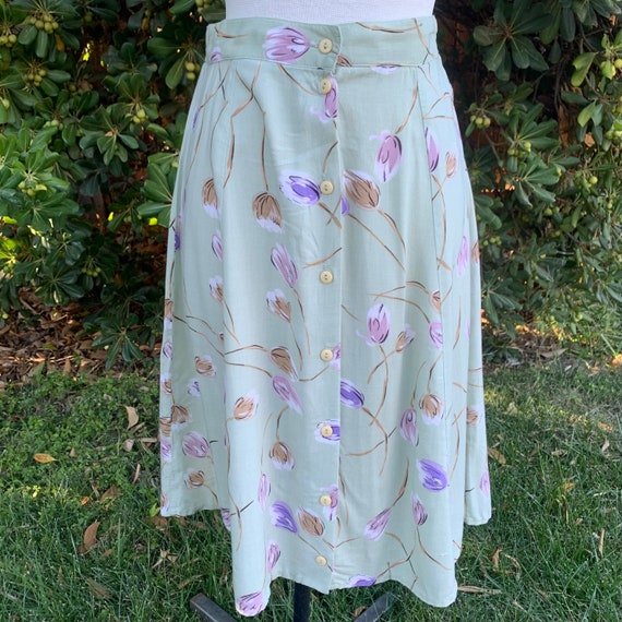90s Floral Midi Skirt - image 1
