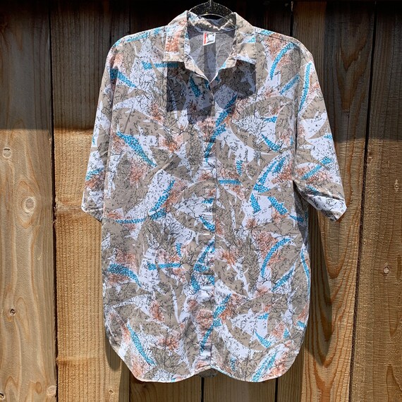 80s Abstract Print Button Shirt - image 1