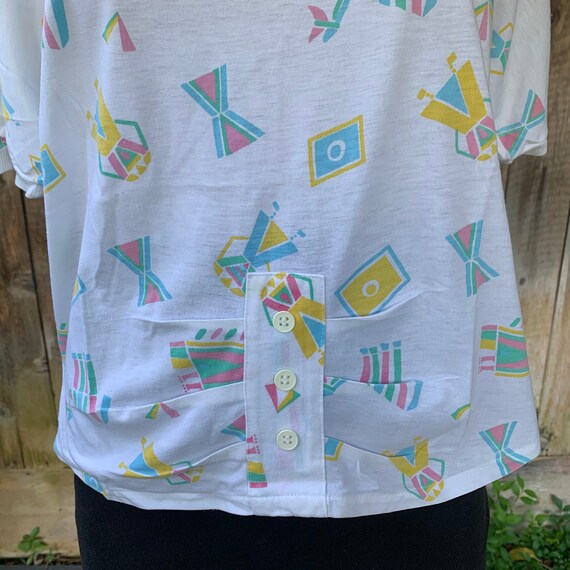 Vintage 80s Shirt, Abstract/Southwestern Print - image 3