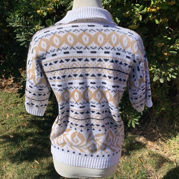 Vintage Short Sleeve Knit Sweater Top - image 7