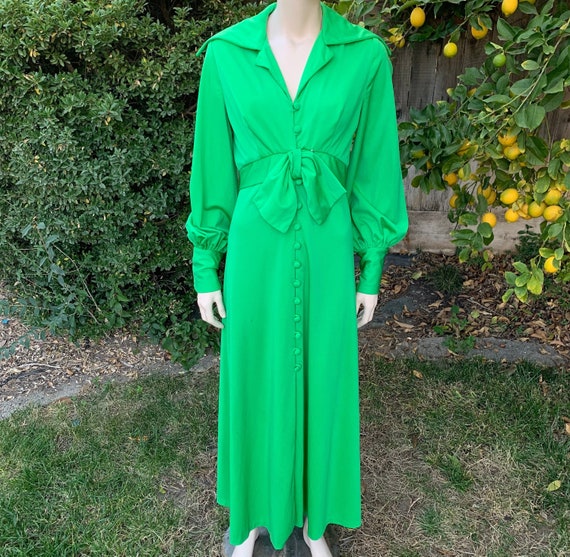 Vintage Green 70s Maxi Gown - image 3