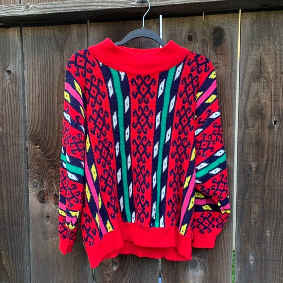 Vintage De Rotchild Abstract Multi Color Sweater - image 3