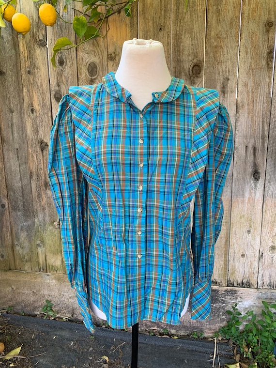 Vintage Plaid Liz Claiborne Prairie Blouse