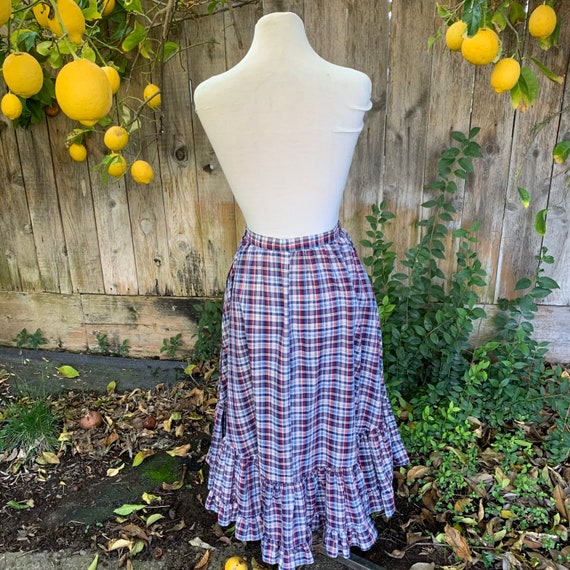 Vintage 70s Plaid Prairie Skirt - image 5