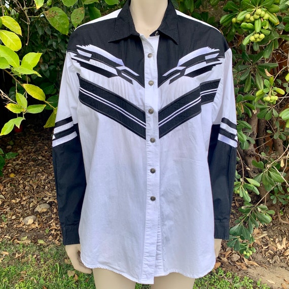 Chemise Western Vintage Femme Panhandle Slim - Taille XS - Bleue - Occasion