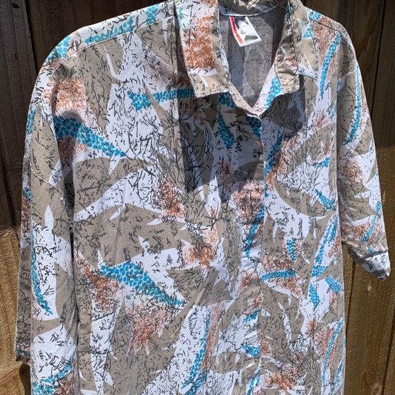 80s Abstract Print Button Shirt - image 4