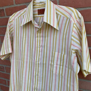 Vintage 80s NWT Kings Road Sears Hipster Camp Shirt Lime Green Polyester Mens Size Medium