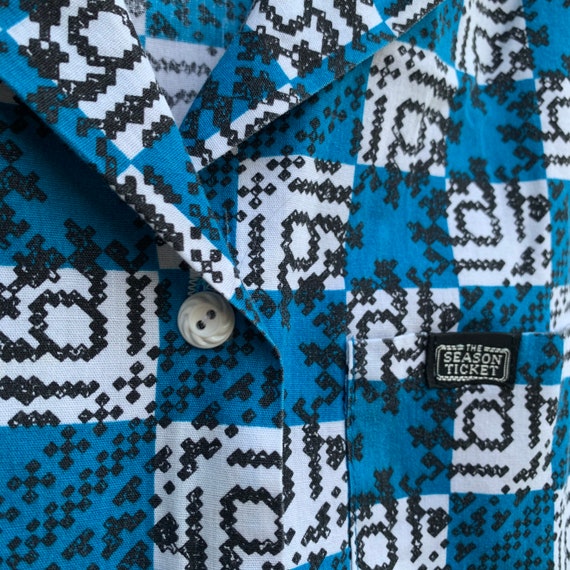 80s Geometric Checkered Print Shirt - image 2