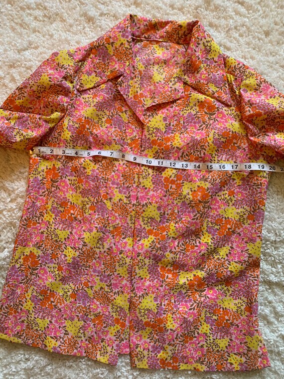 Vintage Pink Floral Top, Handmade 1960s-1970s - image 9