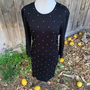 Vintage Black Dress with Gold Studs