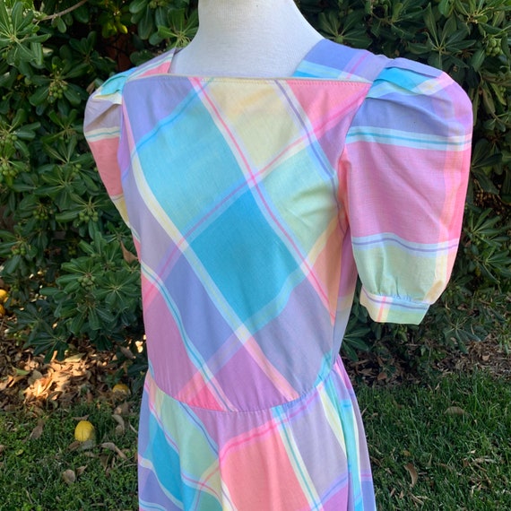 Vintage Plaid Pastel Dress Oops California - image 5