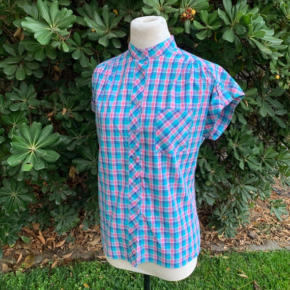 Vintage 1980s Womens Multi Color Plaid Shirt - image 4