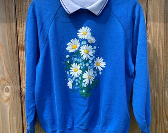Vintage Collared Daisy Sweatshirt