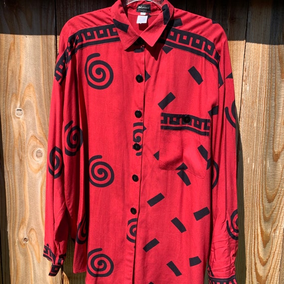 90s Red Abstract Nativewear Designs Shirt