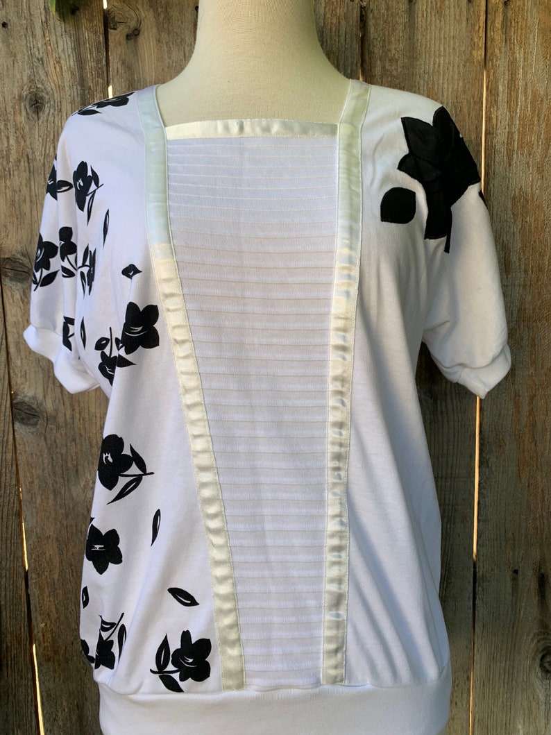 80s Shirt Black and White Top