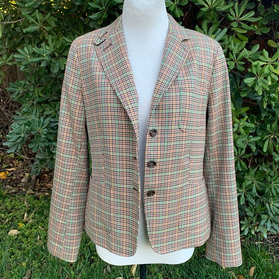 Plaid Wool Blend Blazer with Elbow Patch - image 5
