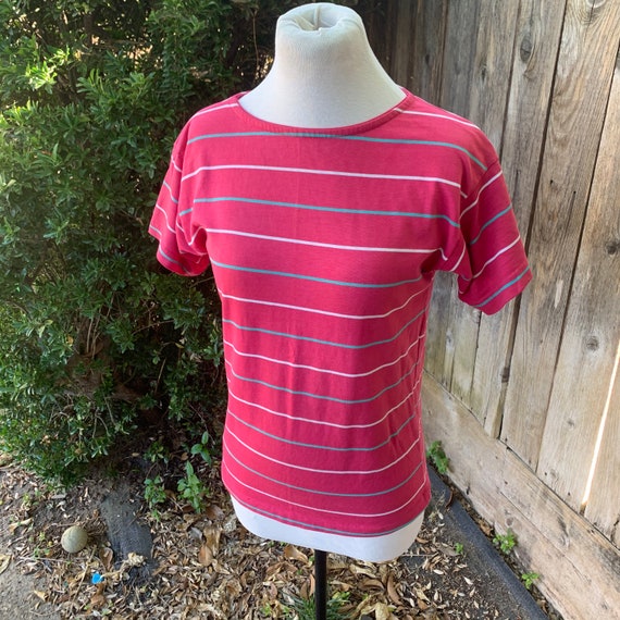 80s Pink Striped Shirt, Mervyns Partners, Shirt S… - image 4