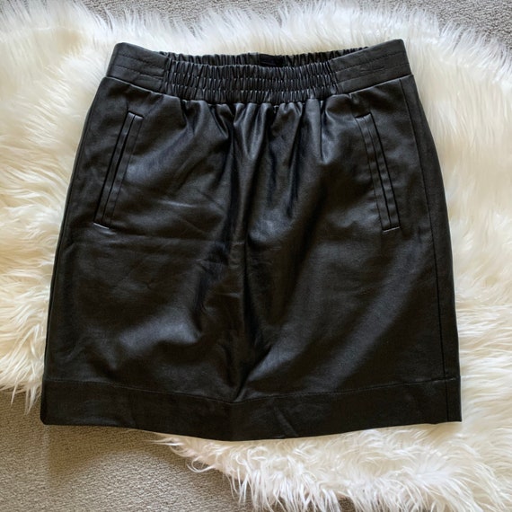 Y2K Faux Leather Black Mini Skirt by 