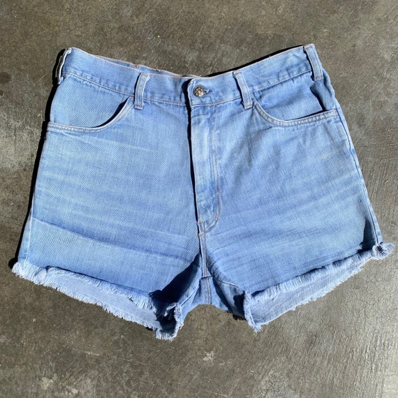 Vintage 70s Light Wash Denim Cutoff Shorts, Weste… - image 1