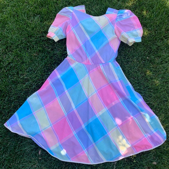 Vintage Plaid Pastel Dress Oops California - image 3