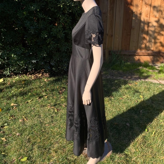 Vintage Black Embroidered Maxi Dress - image 4