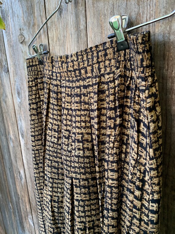 90s Maxi Skirt, Rayon, Black and Gold - image 4