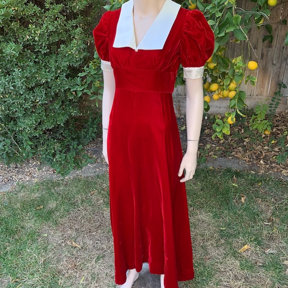 Vintage Red Velvet Maxi Dress - image 3