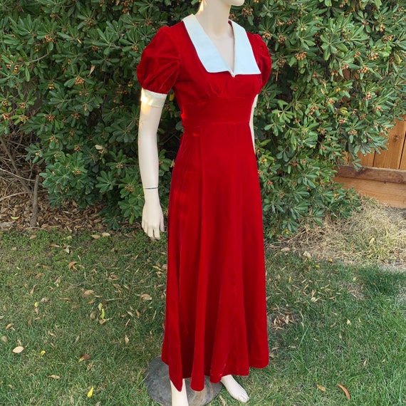 Vintage Red Velvet Maxi Dress - image 4