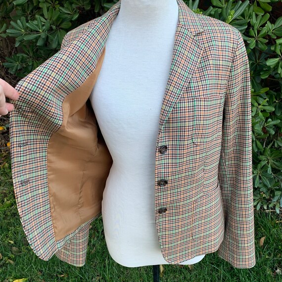 Plaid Wool Blend Blazer with Elbow Patch - image 4