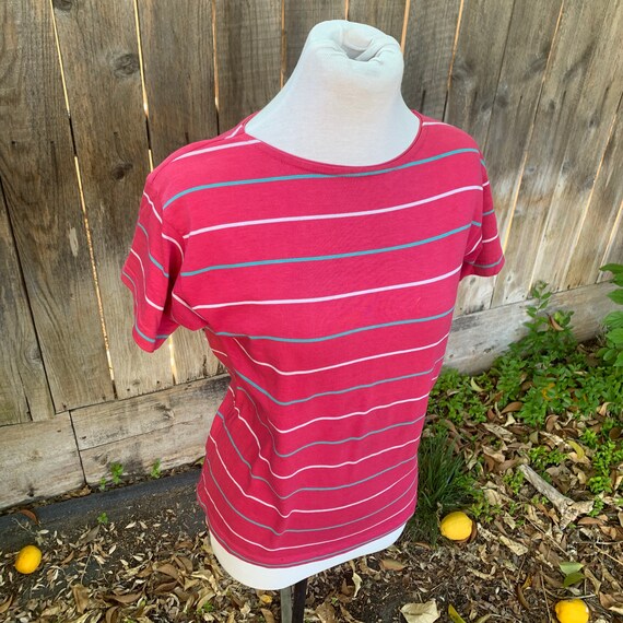 80s Pink Striped Shirt, Mervyns Partners, Shirt S… - image 3