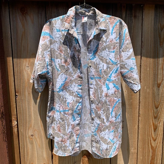 80s Abstract Print Button Shirt - image 2