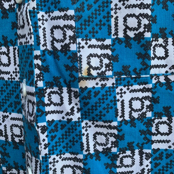 80s Geometric Checkered Print Shirt - image 9