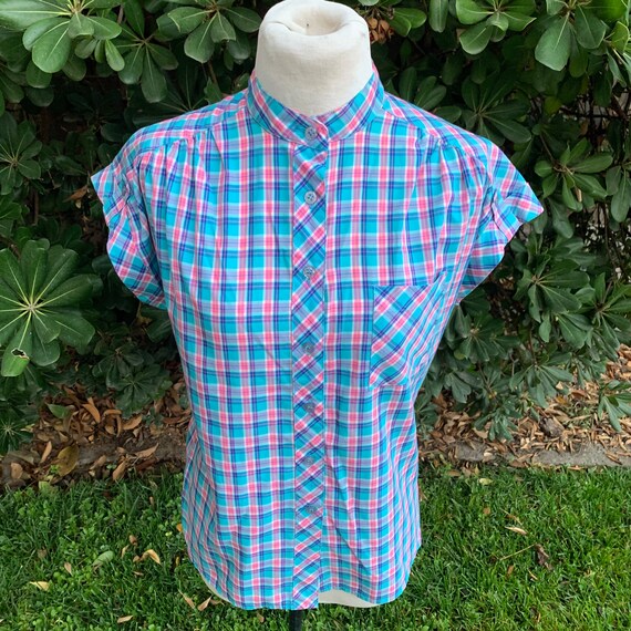 Vintage 1980s Womens Multi Color Plaid Shirt - image 6