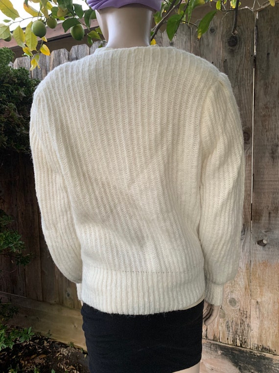 80s Knit Sweater, White - image 4